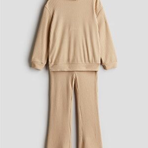 H&M Kids 2-Piece Hoodie and Bell Bottoms Set in Beige